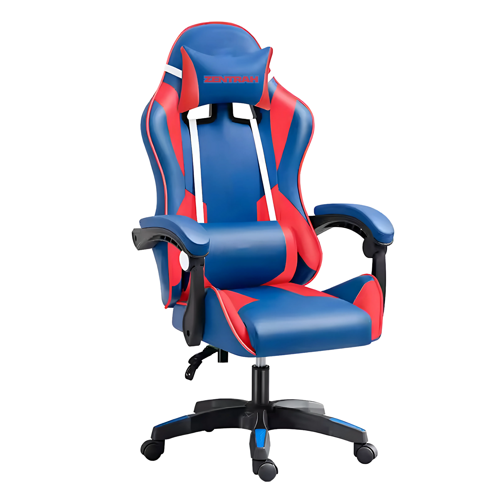 Zentrah Nova ergonomic gaming chair, sleek design, blue and red
