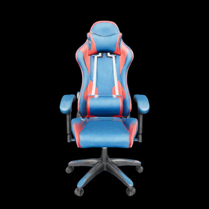 Zentrah Nova ergonomic gaming chair, sleek design, blue and red, 3D